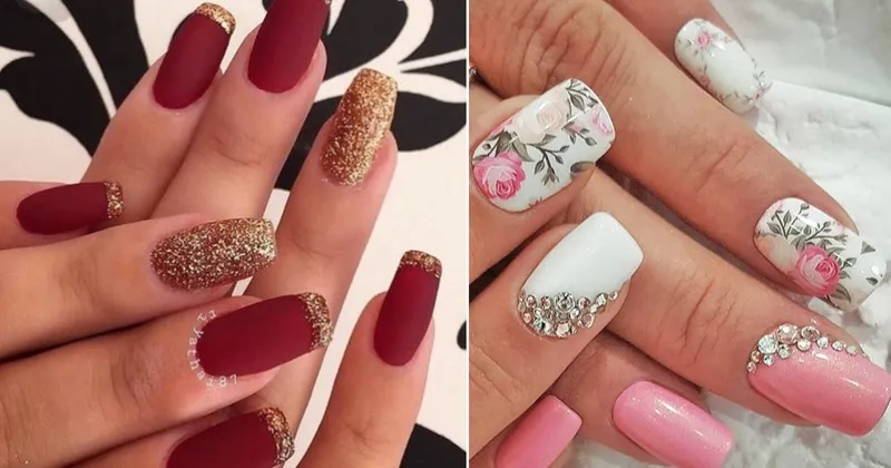 Find inspiration for your special day in this wedding nail design guide, featuring a mix of elegant matte, sparkling glitter, and soft floral looks.